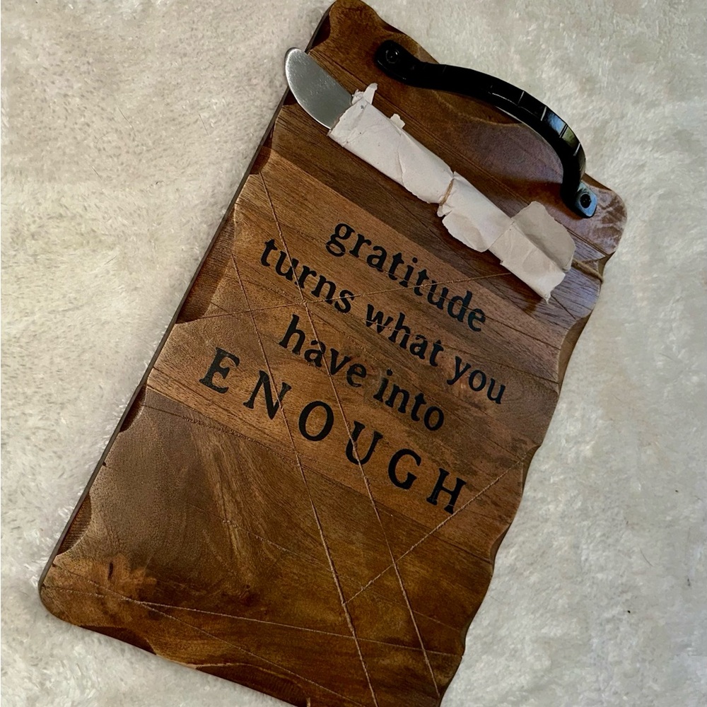 Mud Pie Brown Cheese Board with Black Handle